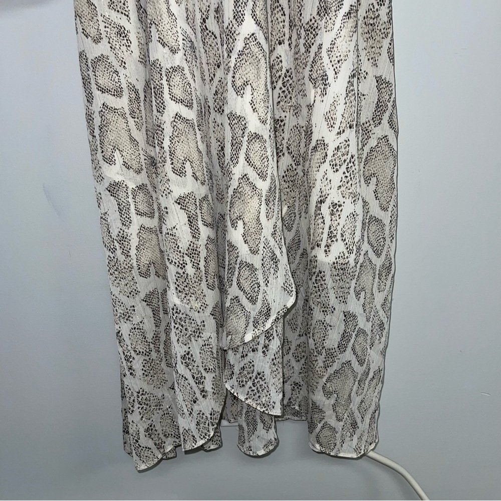 Lucy Paris Long Sleeve Belted Dress Women’s Small‎ Tan Snakeskin Print - Picture 5 of 10